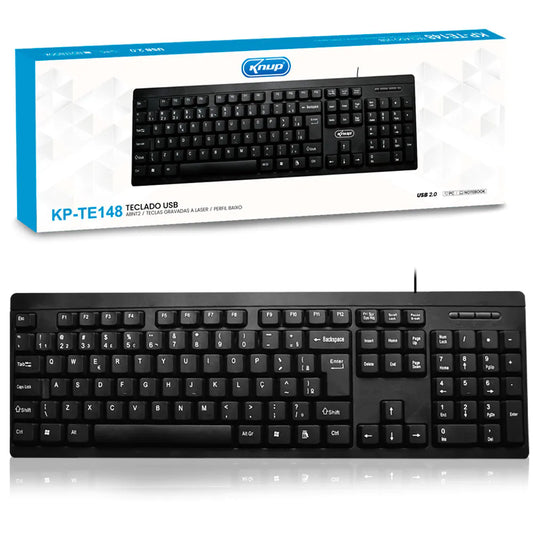 Teclado com Fio Usb 2.0 ABNT2 para PC e Notebook KNUP - KP-TE148
