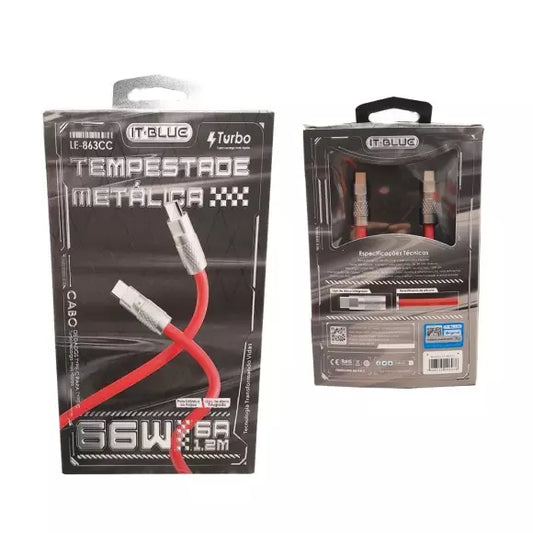 Cabo Celular Turbo Tipo C - Tipo C 1,2 Metros 66w LE863CC