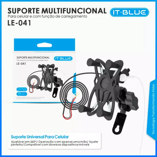 SUPORTE MOTO COM USB LELONG LE 041 C
