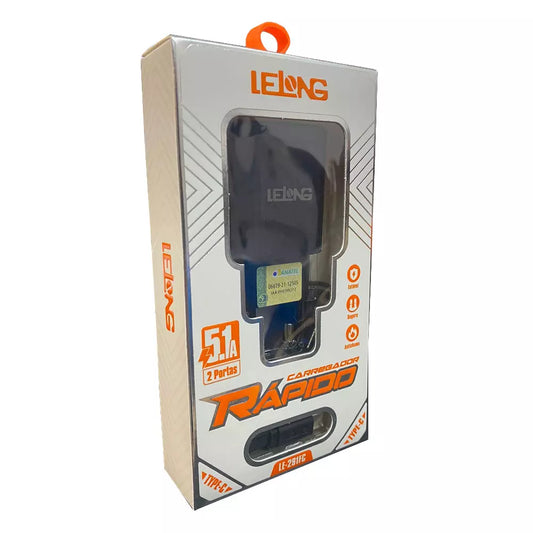 CARREGADOR DUAS PORTAS USB/PD 5.1A LELONG LE 291FC