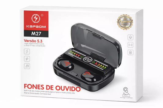 FONE DE OUVIDO BLUETOOTH 5.3 M27 KAPBOM