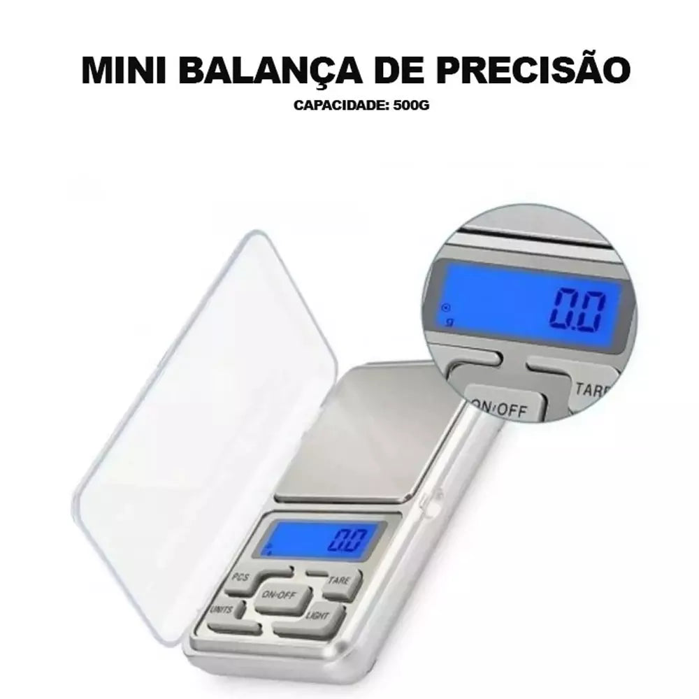Mini Balança Digital Alta Precisão Escala 0.1 Gr Até 500 Gr