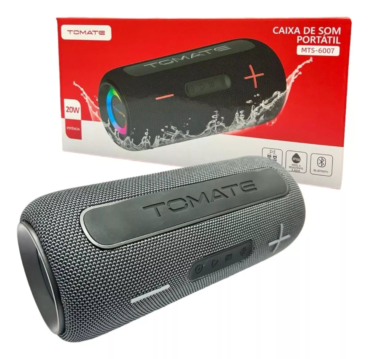 Caixa De Som Tomate Bluetoth 20w Rgb Portátil Tws Mts6007 Bivolt