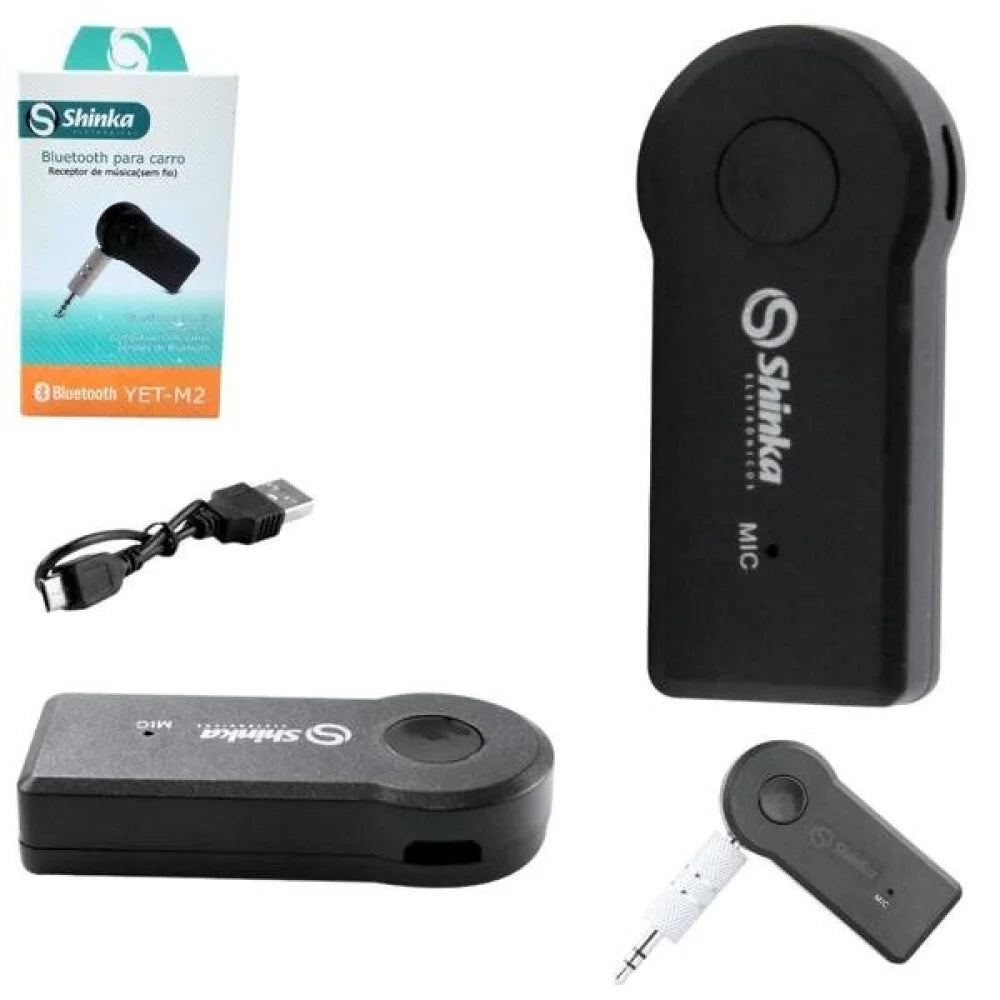 Receptor Bluetooth Para Carro Com Saída P2 Auxiliar para Veiculo YET-M2 SHINKA