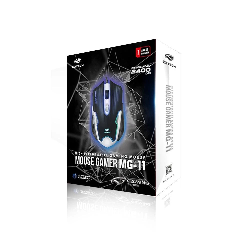 Mouse Gamer USB C3Tech MG-11BSI Preto/Prata