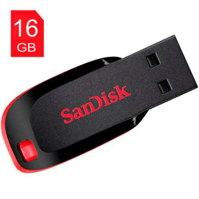 Pen Drive 16GB SanDisk Cruzer Blade, USB 2.0, Preto - SDCZ50-016G-B35