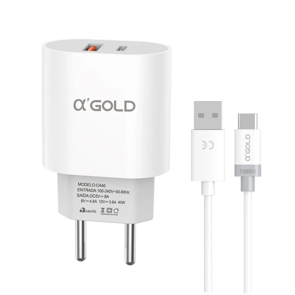 Carregador tipo C TURBO 40W A'Gold ca42-3