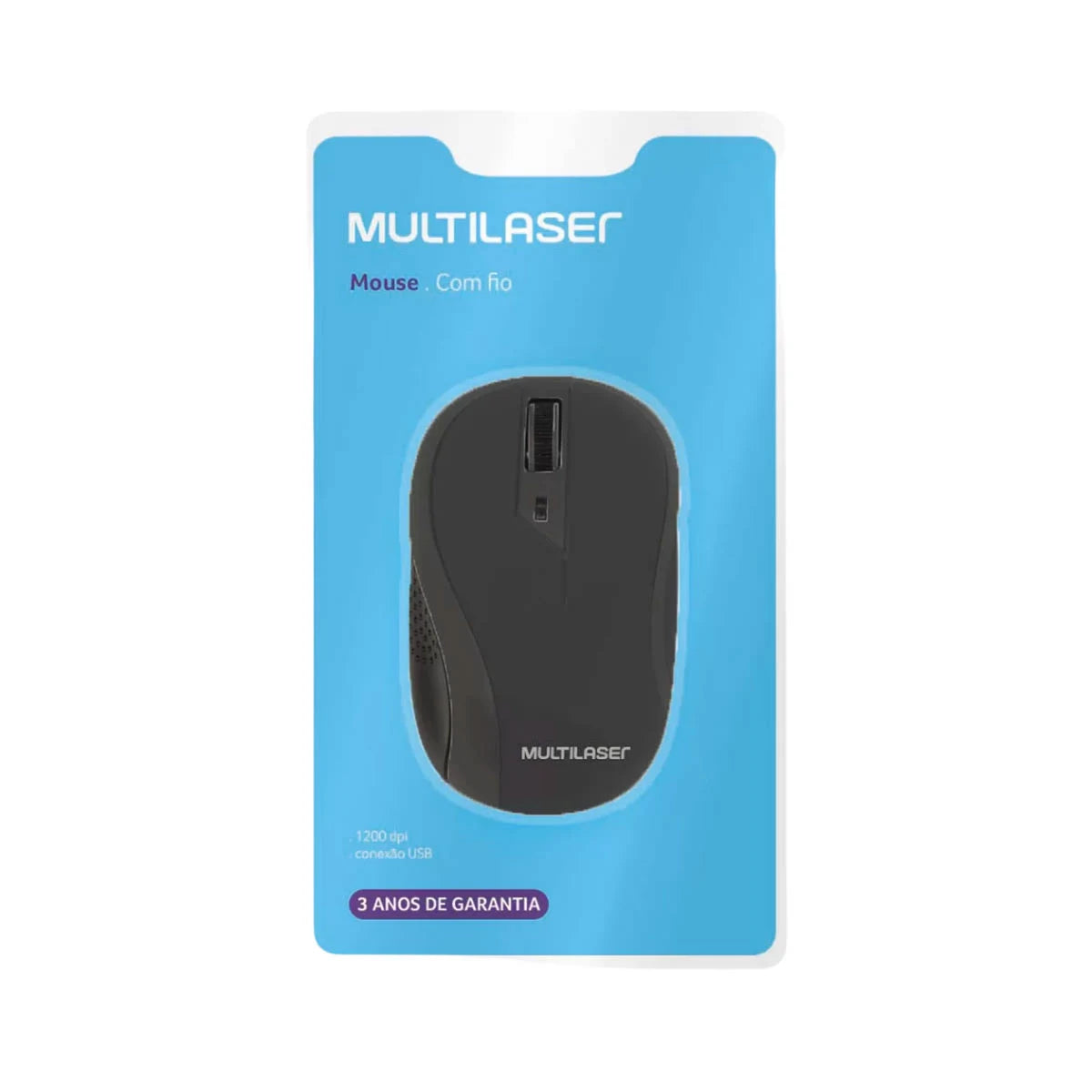 Mouse Com Fio USB Preto Emborrachado Multilaser MO222