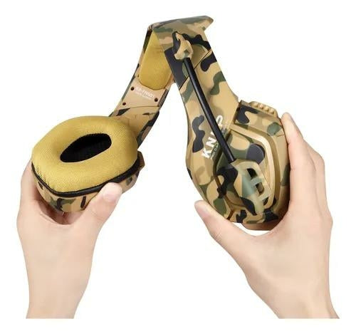 Headset Gamer Camuflado Super Bass P3 + Adaptador P2 KNUP - KP-FN601