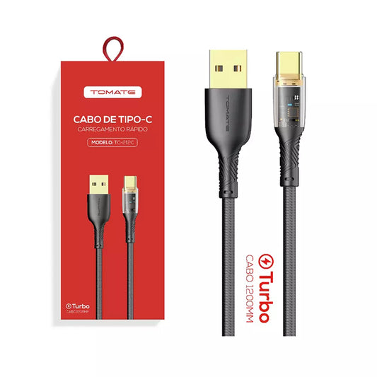 CABO USB TIPO C TOMATE PONTA DE LED 1.20CM TC212C
