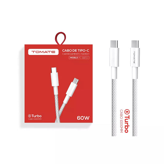 Cabo Usb Tipo C + Tipo C 60W 5V 2.4 1M TOMATE TC222CC