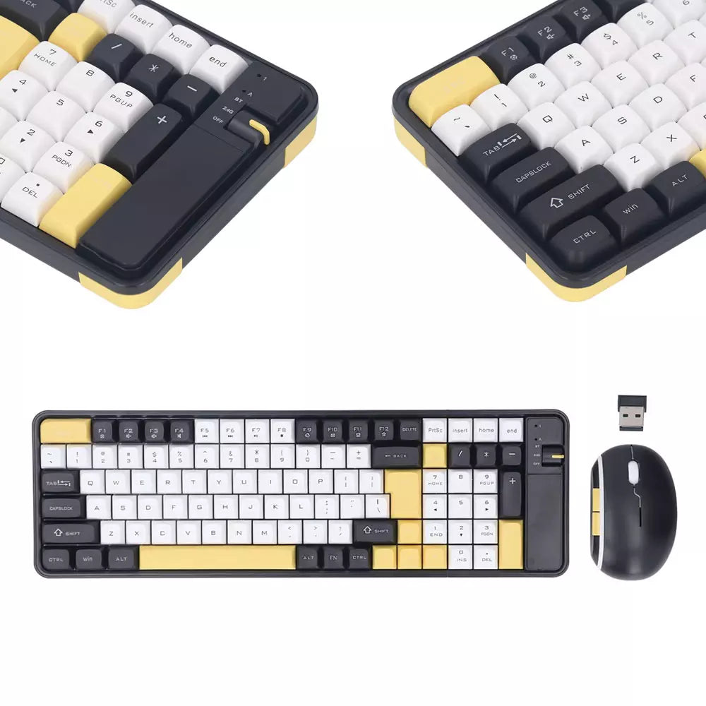 KIT Teclado E Mouse Sem Fio Bluetooth Wireless 2.4GHZ KNUP - KP-TE129 AMARELO