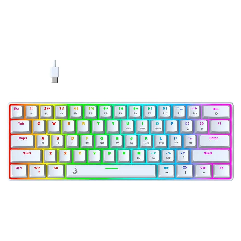 Teclado Mecânico Gamer Rise Mode GM1 White, RGB, Switch Outemu Brown