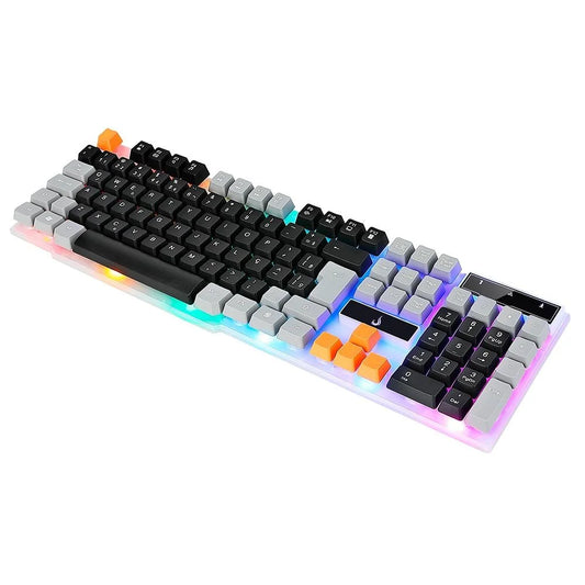 Teclado Semi-Mecânico Gamer Rise Mode G1, Rainbow, USB, Preto e Cinza
