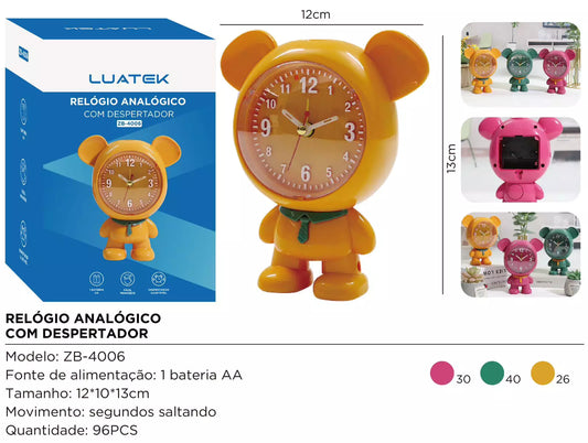 RELÓGIO ANALÓGICO COM DESPERTADOR PERSONALIZADO ZB4006