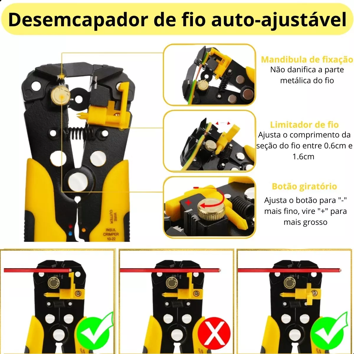 Alicate Desencapador E Crimpador Profissional Knup Reforçado