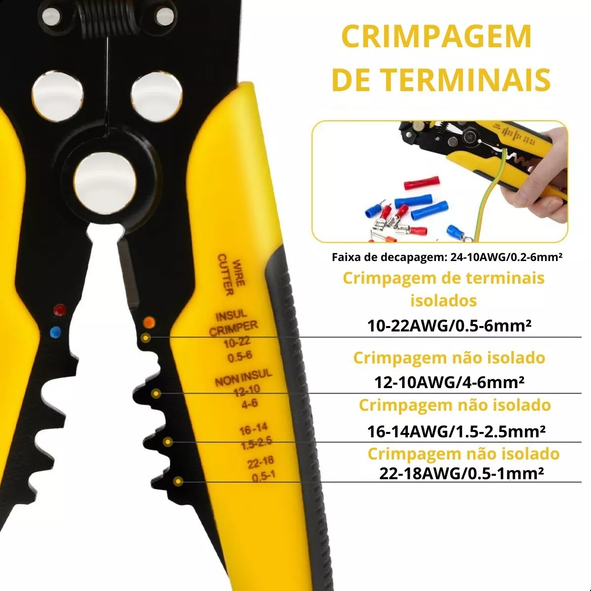 Alicate Desencapador E Crimpador Profissional Knup Reforçado