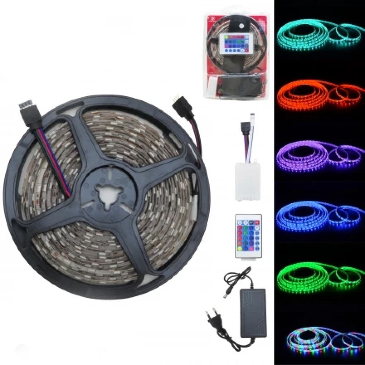 Fita Super Led 5mt Rgb 5050 Colorida + Controle + Fonte