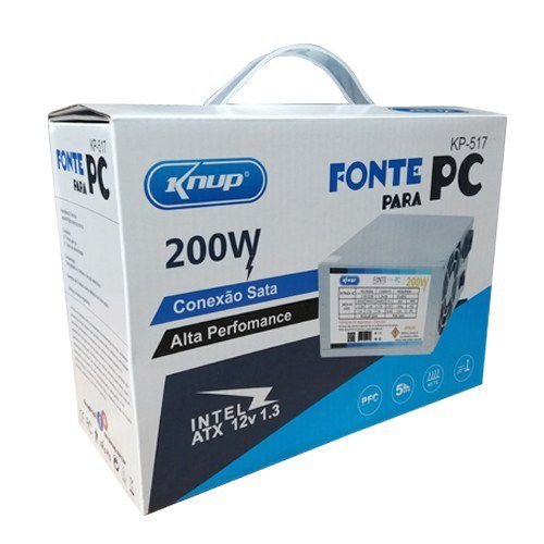 Fonte de alimentação para PC 200W prata 110V/220V Knup KP517