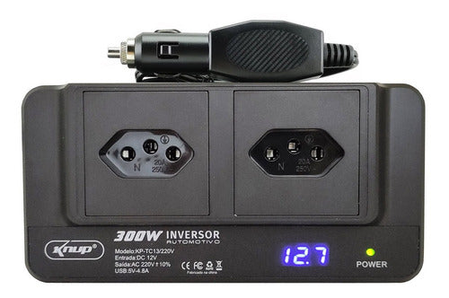 INVERSOR AUTOMOTIVO DE 12V PARA 220V 300W COM 4 PORTAS USB KNUP KP TC13
