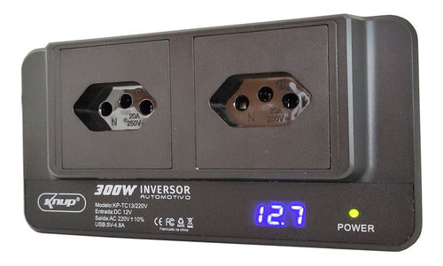 INVERSOR AUTOMOTIVO DE 12V PARA 220V 300W COM 4 PORTAS USB KNUP KP TC13