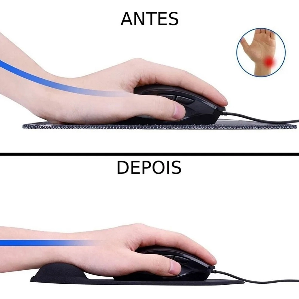 Mousepad Ergonômico Com Apoio Punho Pulso Gel Knup kps04