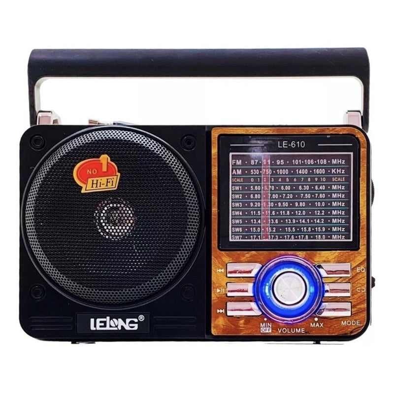 Radio Retro LeLong AM/FM/TF/USB 9 Bandas Recarregáveis LE-610
