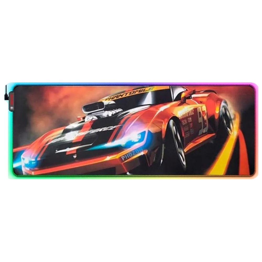 Mouse pad Gamer Grande RGB Luz de LED KP-S011 Antiderrapante Estampado Carro Speed Fast 800x300