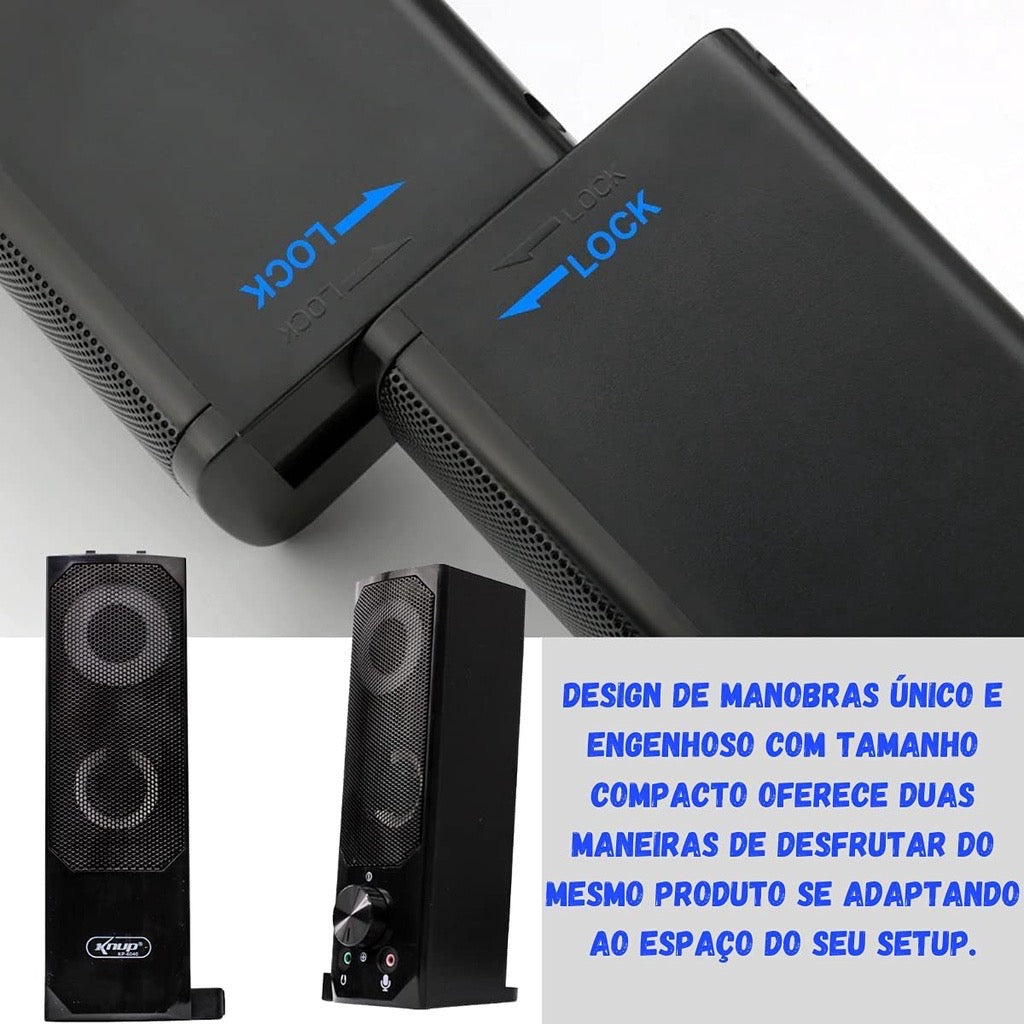 Caixa de Som P/ Pc Notebook 5V USB 12W RMS KP-6040 Knup