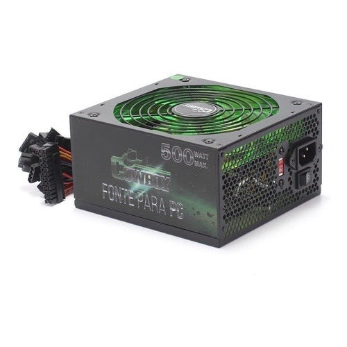 Fonte Atx 500w Reais Gamer Silenciosa Para Pc Bivolt 24pinos kp534