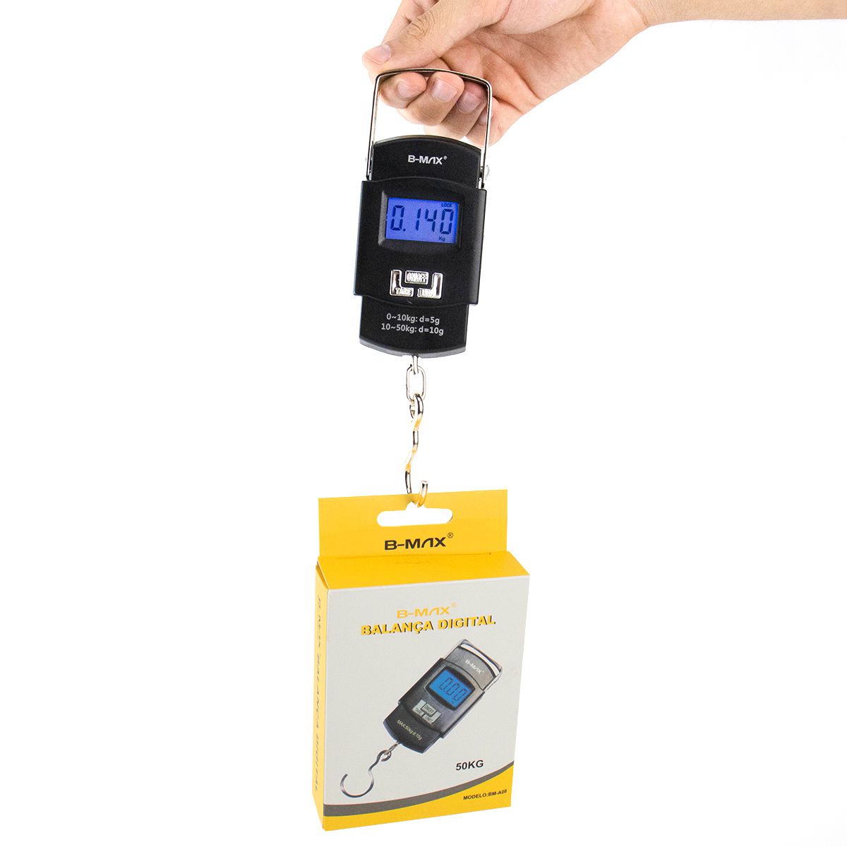 Balança Digital Portátil de Mão para até 50kg B-Max BM-A08
