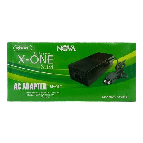 Fonte Carregador Xbox One Bivolt 165w Potência Cabo 1.8M 12V 2 Pinos Knup Kp-w014