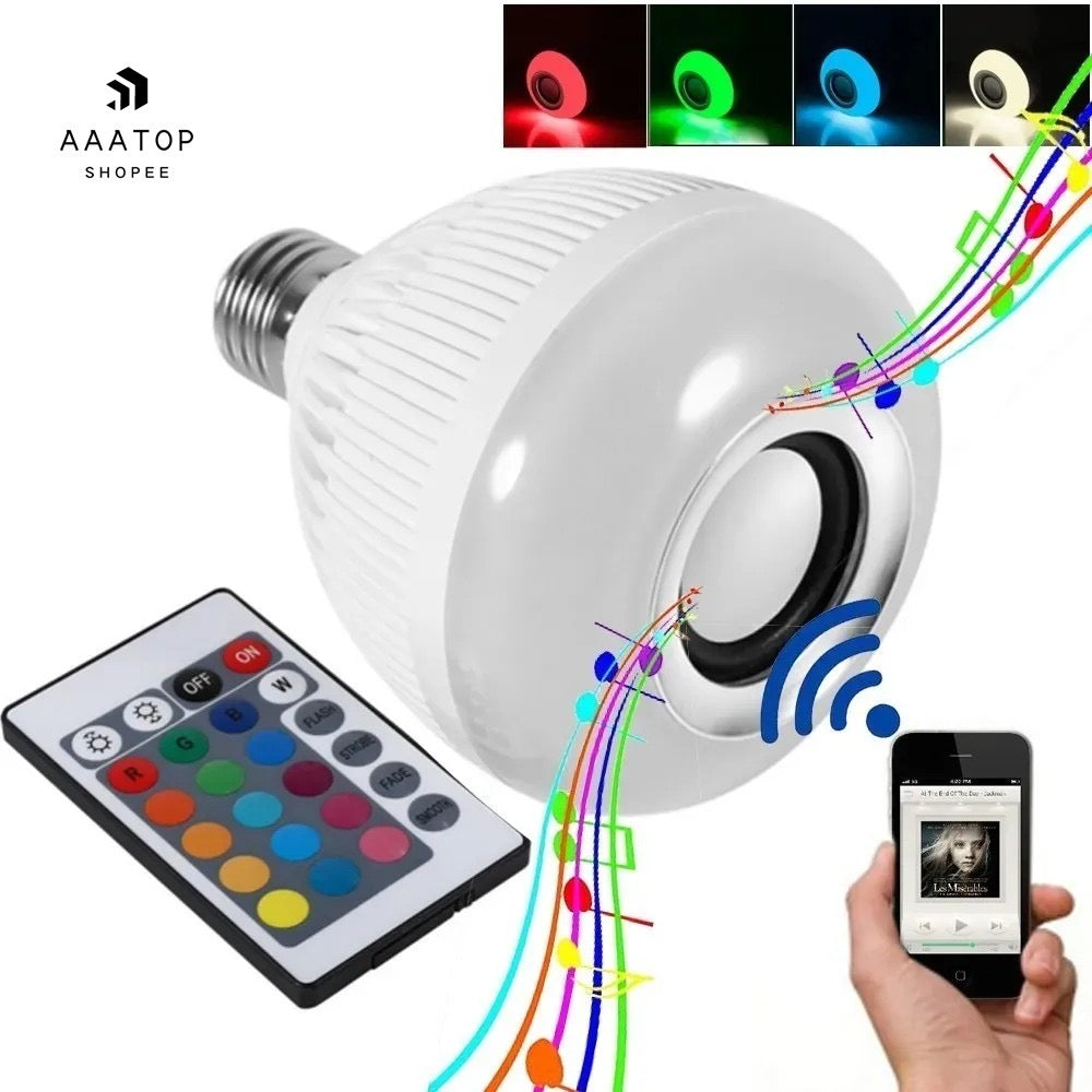 Lampada Bluetooth De Led Caixa De Som com Controle Rgb 12W