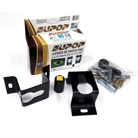 Suporte fixo p/ Tv de 10” a 100” pol. c/ kit de instalação completo para parede ou painel