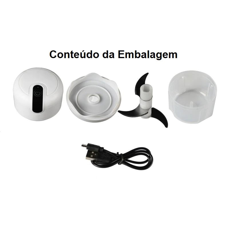 Mini Processador Alimentos Eletrico 250 Ml 3 Laminas Sem Fio
