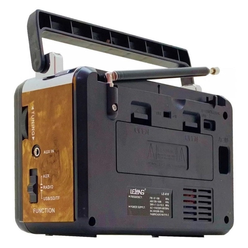 Radio Retro LeLong AM/FM/TF/USB 9 Bandas Recarregáveis LE-610