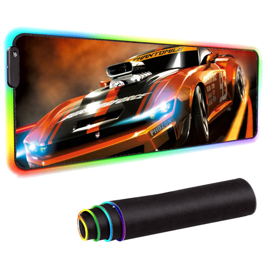 Mouse pad Gamer Grande RGB Luz de LED KP-S011 Antiderrapante Estampado Carro Speed Fast 800x300