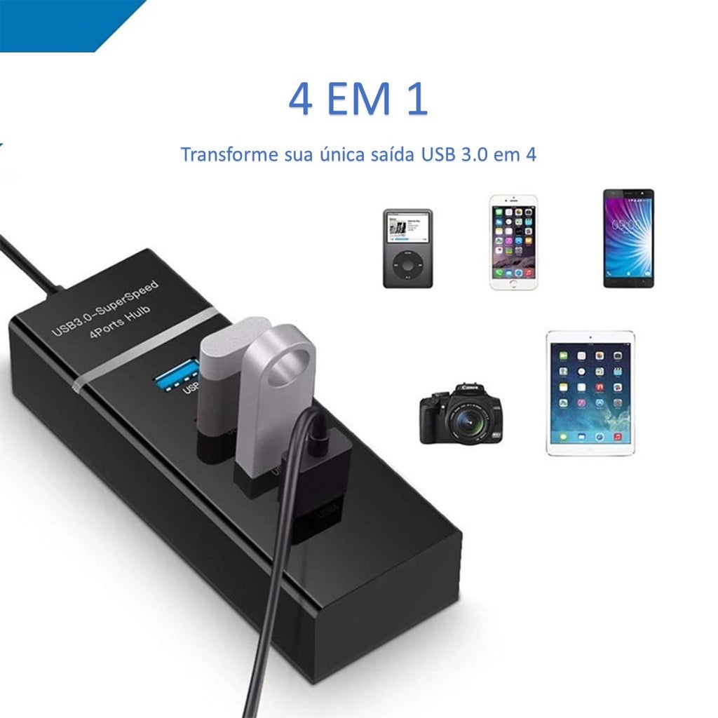 Hub Usb 3.0 & 2.0 4 Portas Expansor Rapido 5 Gbps Alta Velocidade KP-HB500