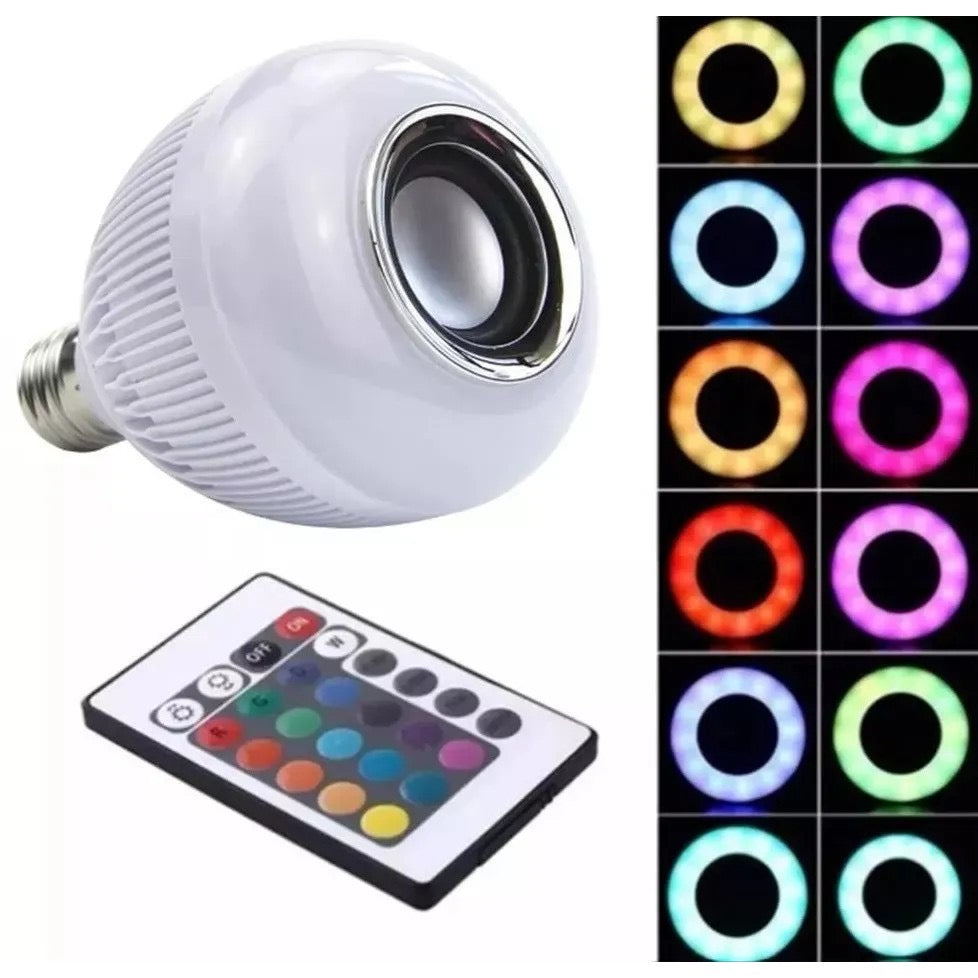 Lampada Bluetooth De Led Caixa De Som com Controle Rgb 12W