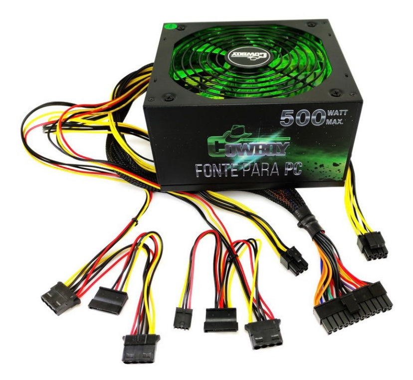Fonte Atx 500w Reais Gamer Silenciosa Para Pc Bivolt 24pinos kp534