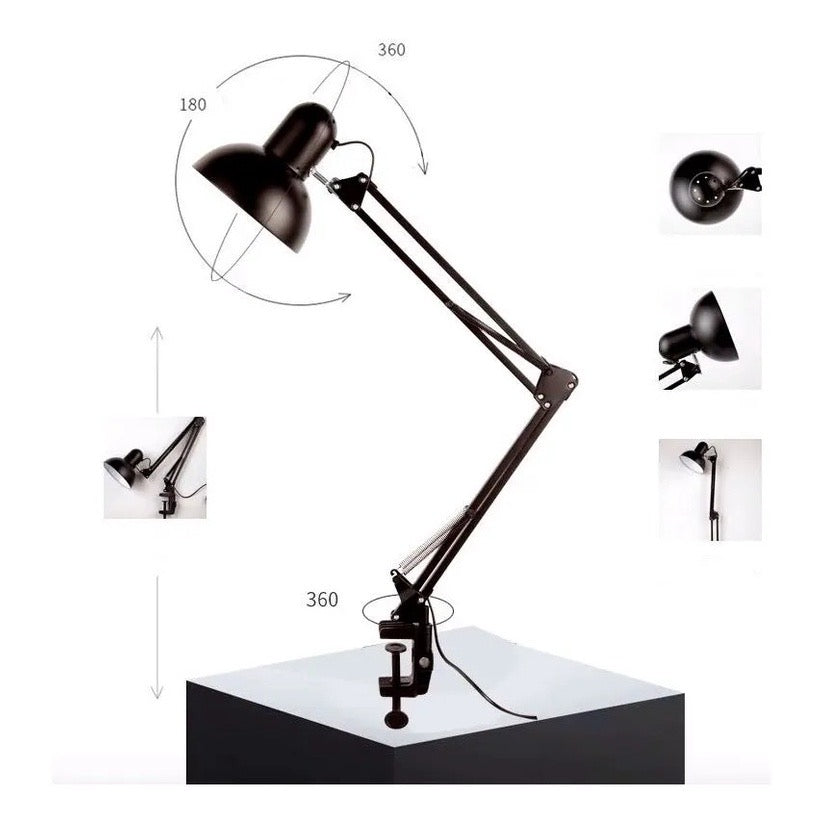 Luminária De Mesa Articulada Abajur Pixar Base Ou Garra