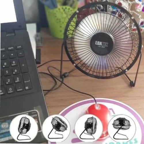 Ventilador de Mesa USB Premium Mini com 4 Pás de Metal Potente e Silencioso LS906