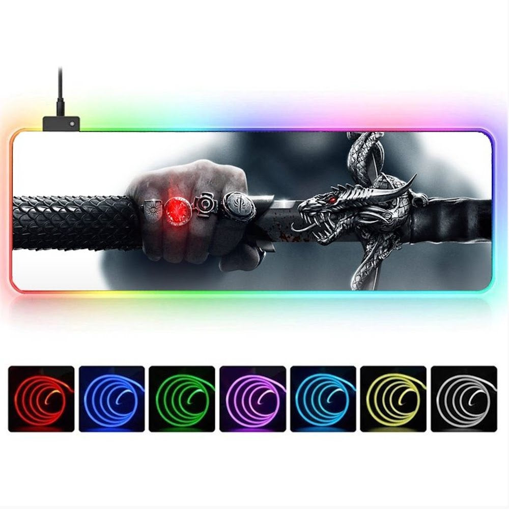 Mouse pad Gamer Grande RGB Luz de LED KP-S011 Antiderrapante Estampado Dragon Age Inquisition 800x300