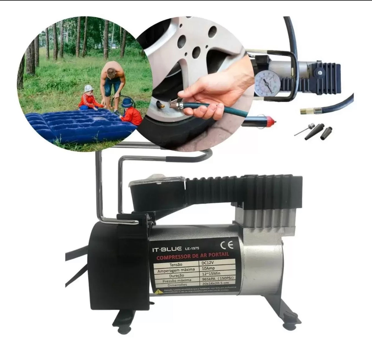 Mini Compressor De Ar Veicular Profissional Portátil 12v 150 PSI